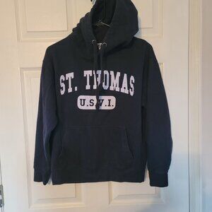 Mens dark blue and white St. Thomas USVI Hoodie - size S